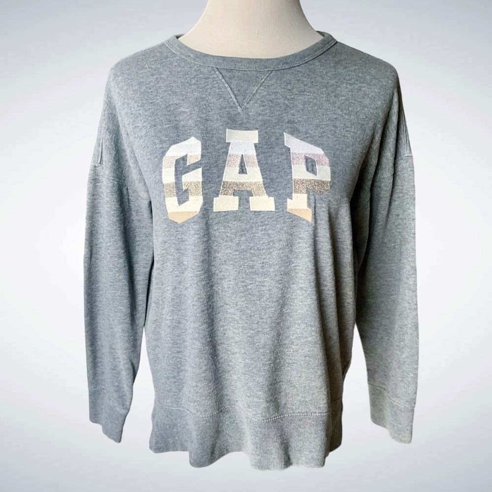 Gap Gray Pullover Logo Sweatshirt Crewneck Long Sleeves